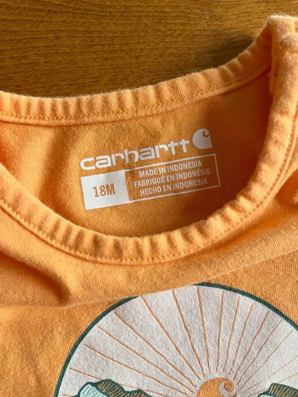 Carhartt orange mountain sunrise onesie 18m
